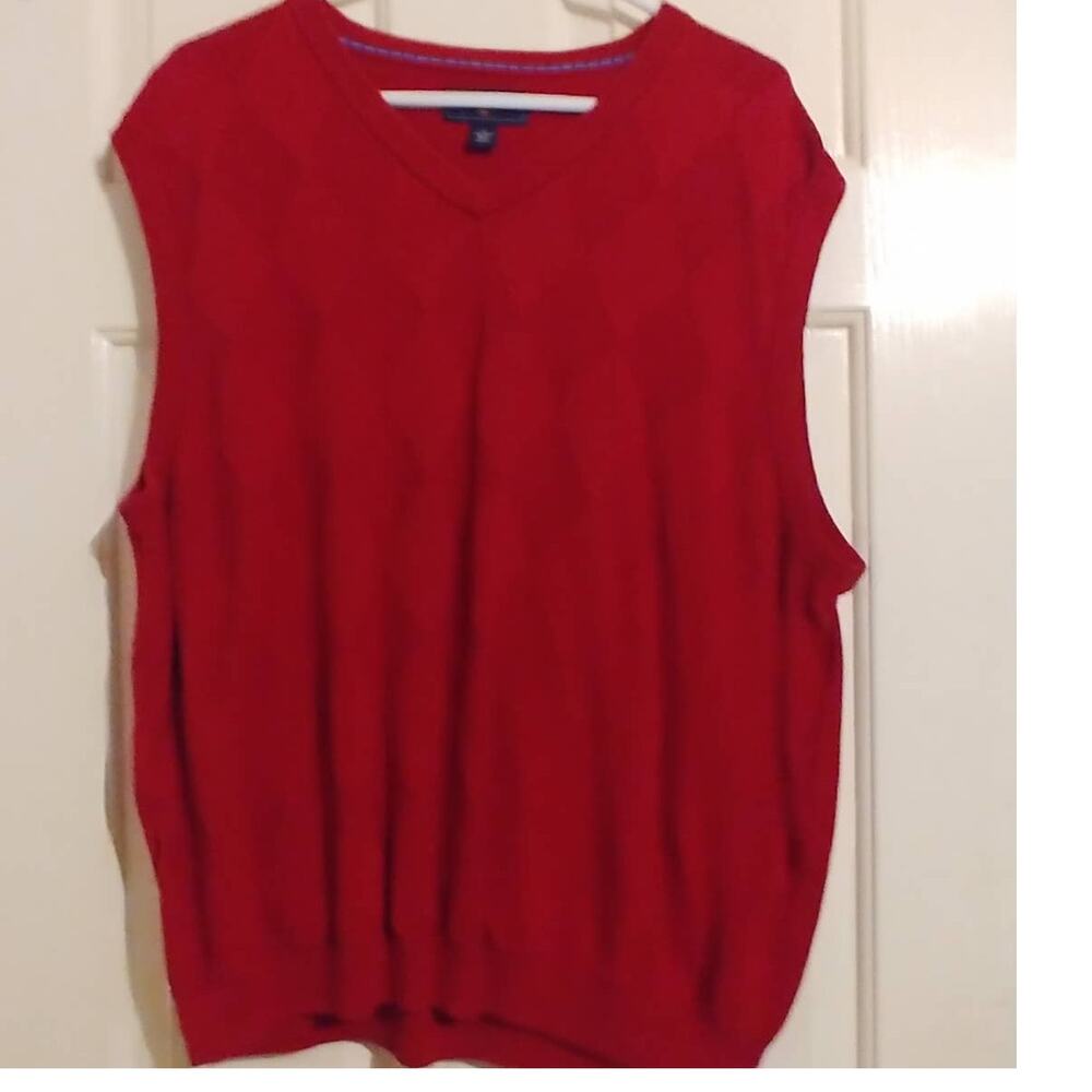 Vintage Saddlebred Grandpa Sweater Vest V-Neck Diamond Shape Red XL